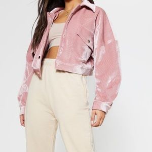 Never Worn Pink Corduroy Crop Jacket